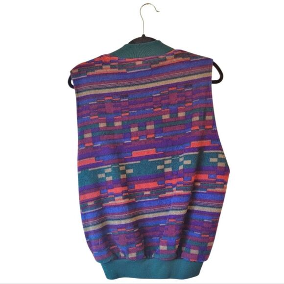 Vintage Columbia Men's 90s Purple Geo Fleece Full Zip Vest Size M - Picture 2 of 7
